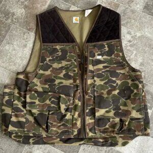 Vintage 1980's Camouflage Carhartt Hunting Vest CLEAN XL Made In USA Carhartt